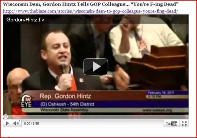 Rep gordon Hintz on the WI Floor threatening female collegue